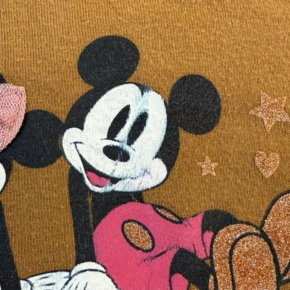 GAP X Disney Kids Brown Long Sleeve Tee with Mickey and Minnie - Picture 4 of 5